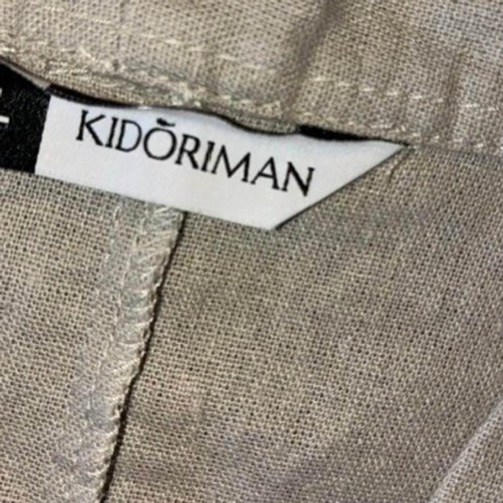 Kidoriman Light Grey Linen Blend V-Neck Pullover Long Sleeve Top Mens Large - Picture 4 of 4